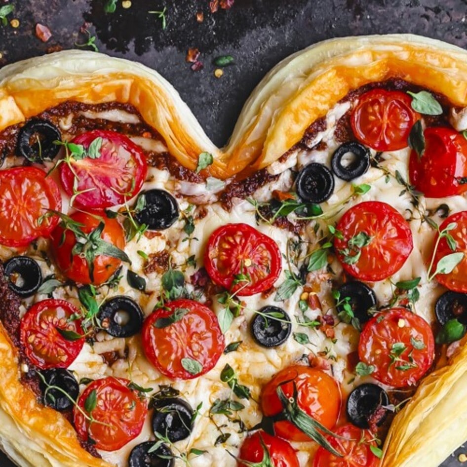 Vegan Heart-Shaped Tomato Tart With Spiced Red Pesto