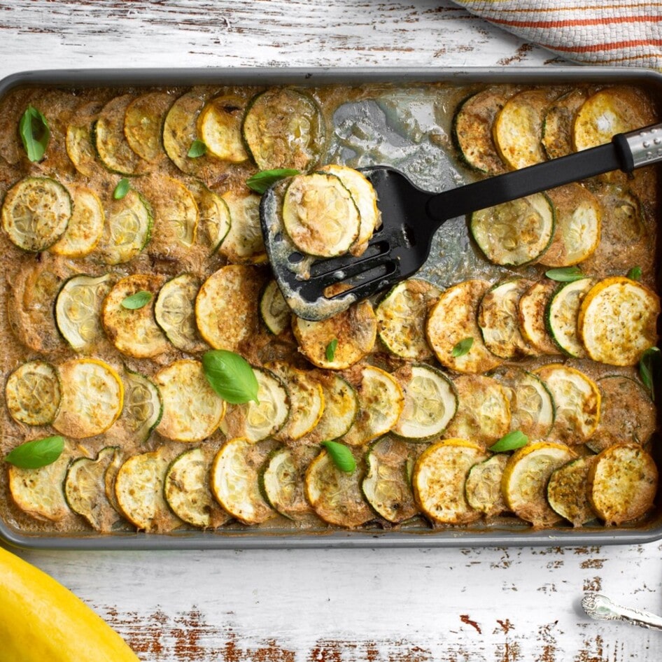 Cheesy Vegan Scalloped Summer Squash